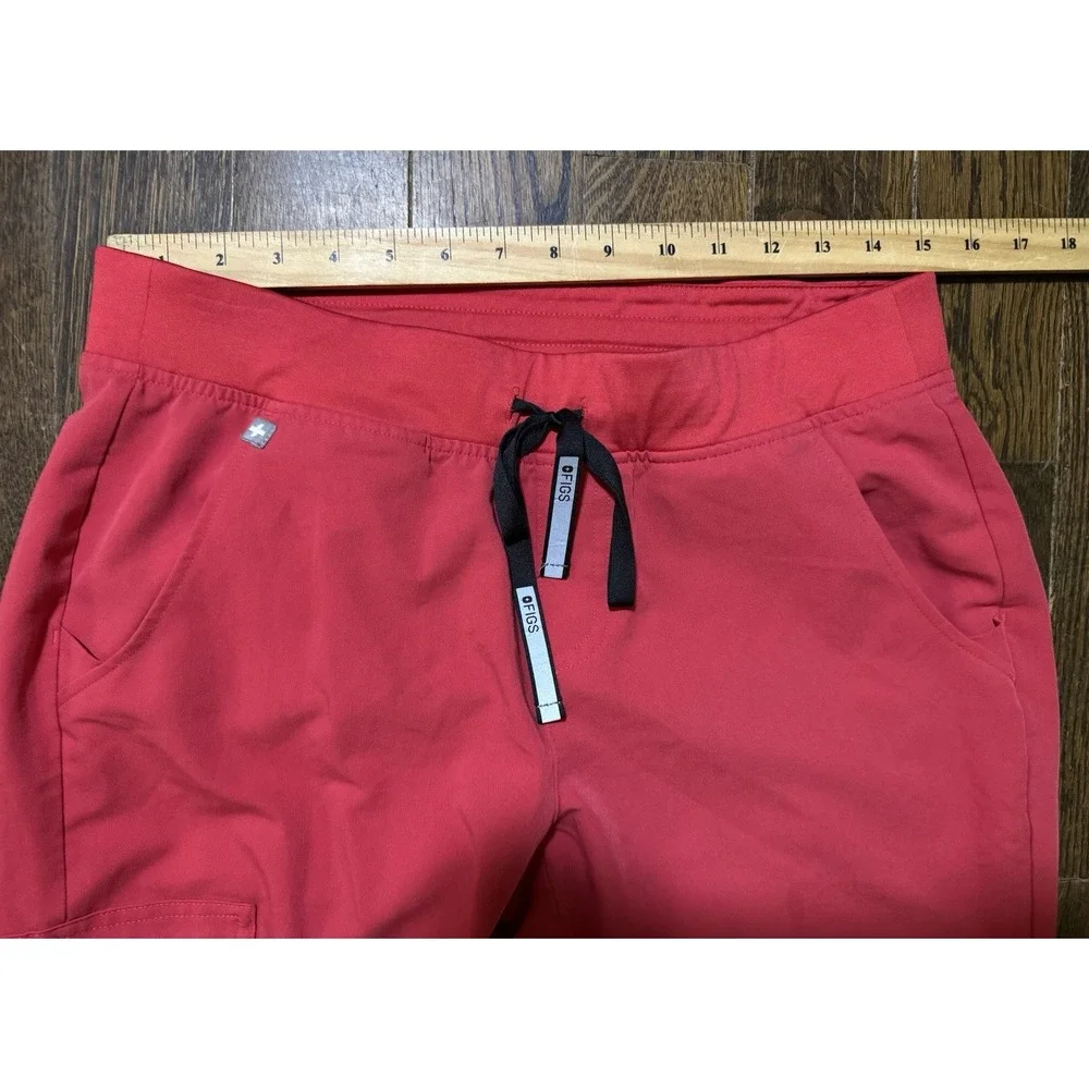 FIGS Scrub Pants Women's Size M Technical Collection Red Drawstring Cuffed Ankle